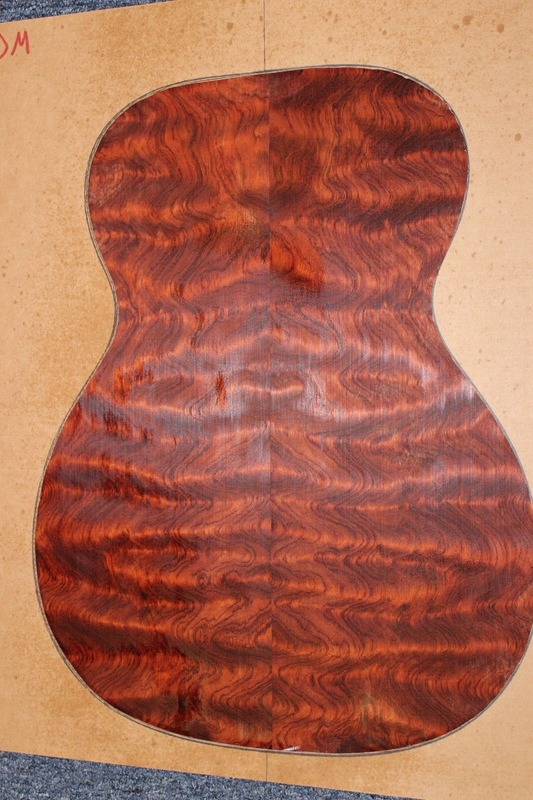 Waterfall figured bubinga  back and side set. Stunning grain, color and figure.