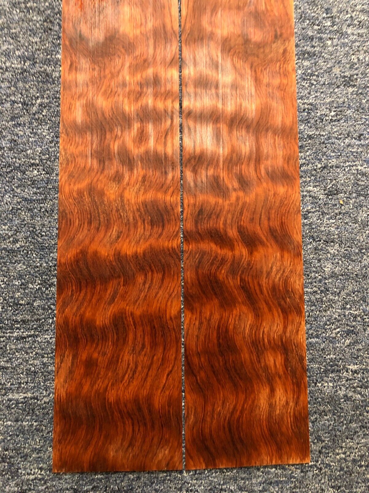 Waterfall figured bubinga  back and side set. Stunning grain, color and figure.