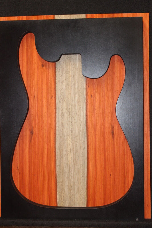 Padauk electric guitar top with white sapwood. Beautiful set.