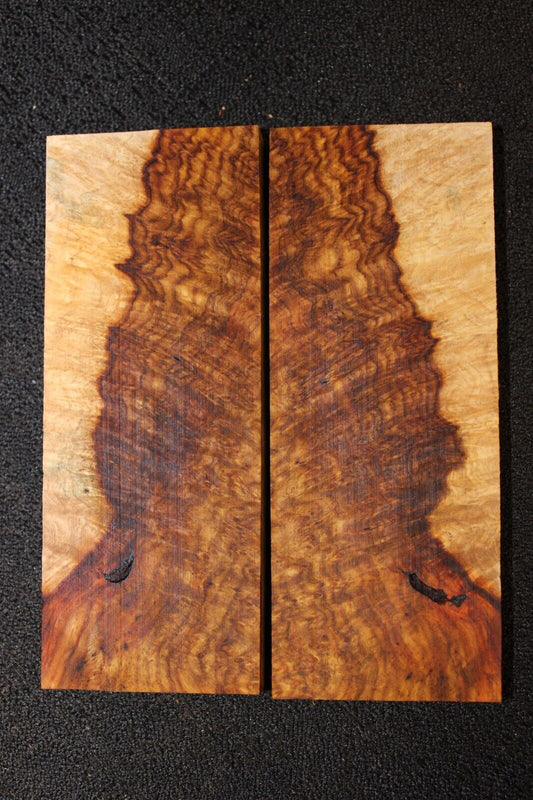 Amboyna burl knife scale, gun grip. 5  X 2  X 3/8"