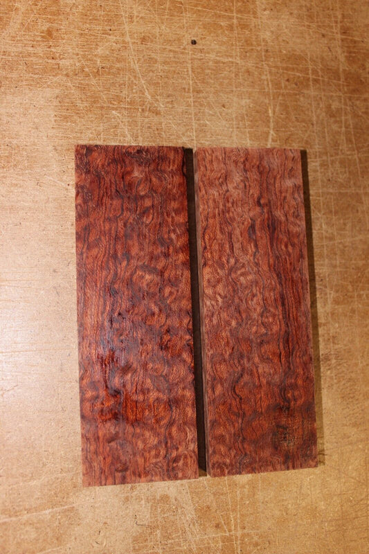 Pomelle figured Bubinga knife scale, gun grip.  5.125  X 1.75 X 3/8"