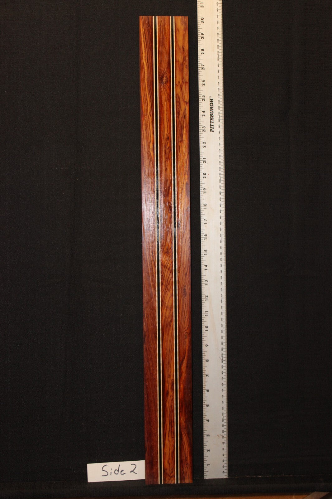 Cocobolo, flame maple and ebony laminated guitar neck blank. WOW!!!