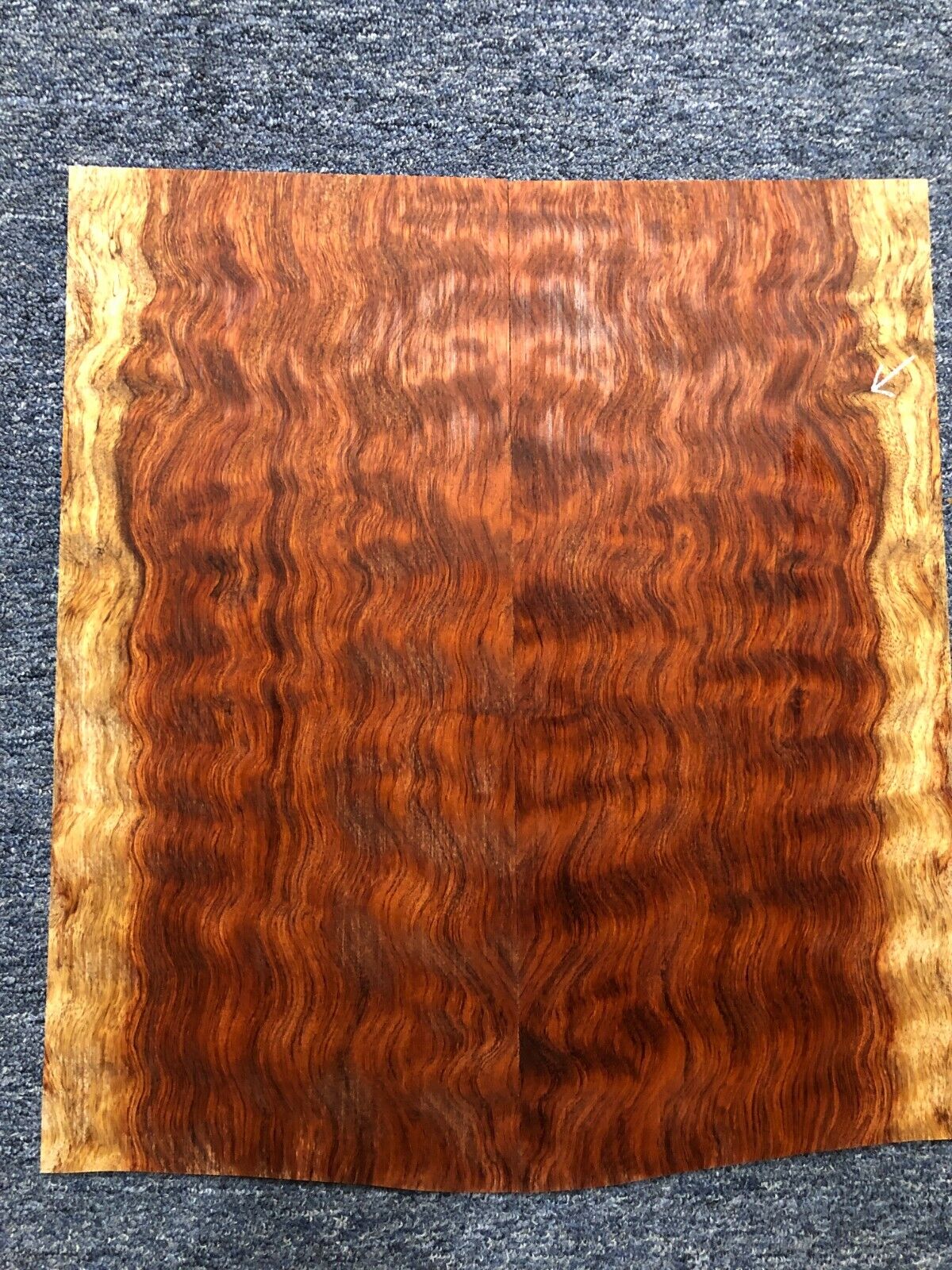 Waterfall figured bubinga  back and side set. Stunning grain, color and figure.