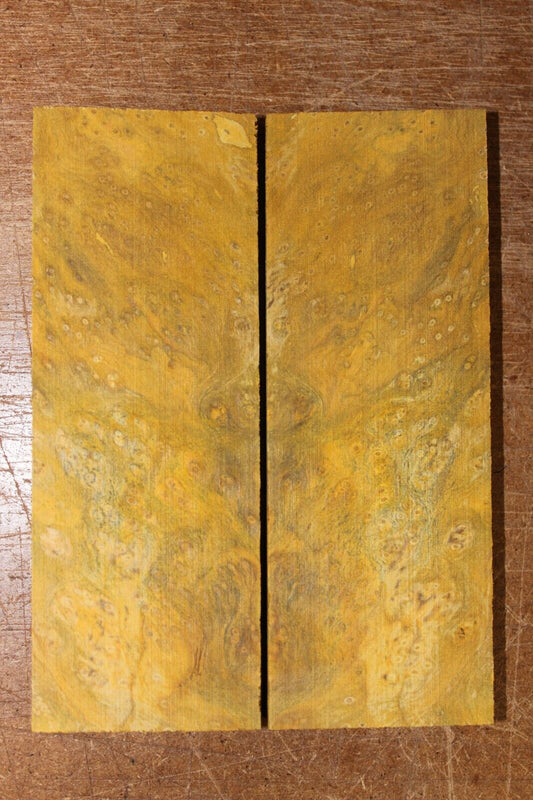 Golden Amboyna burl knife scale, gun grip. 5  X 1 7/8 X 3/8"
