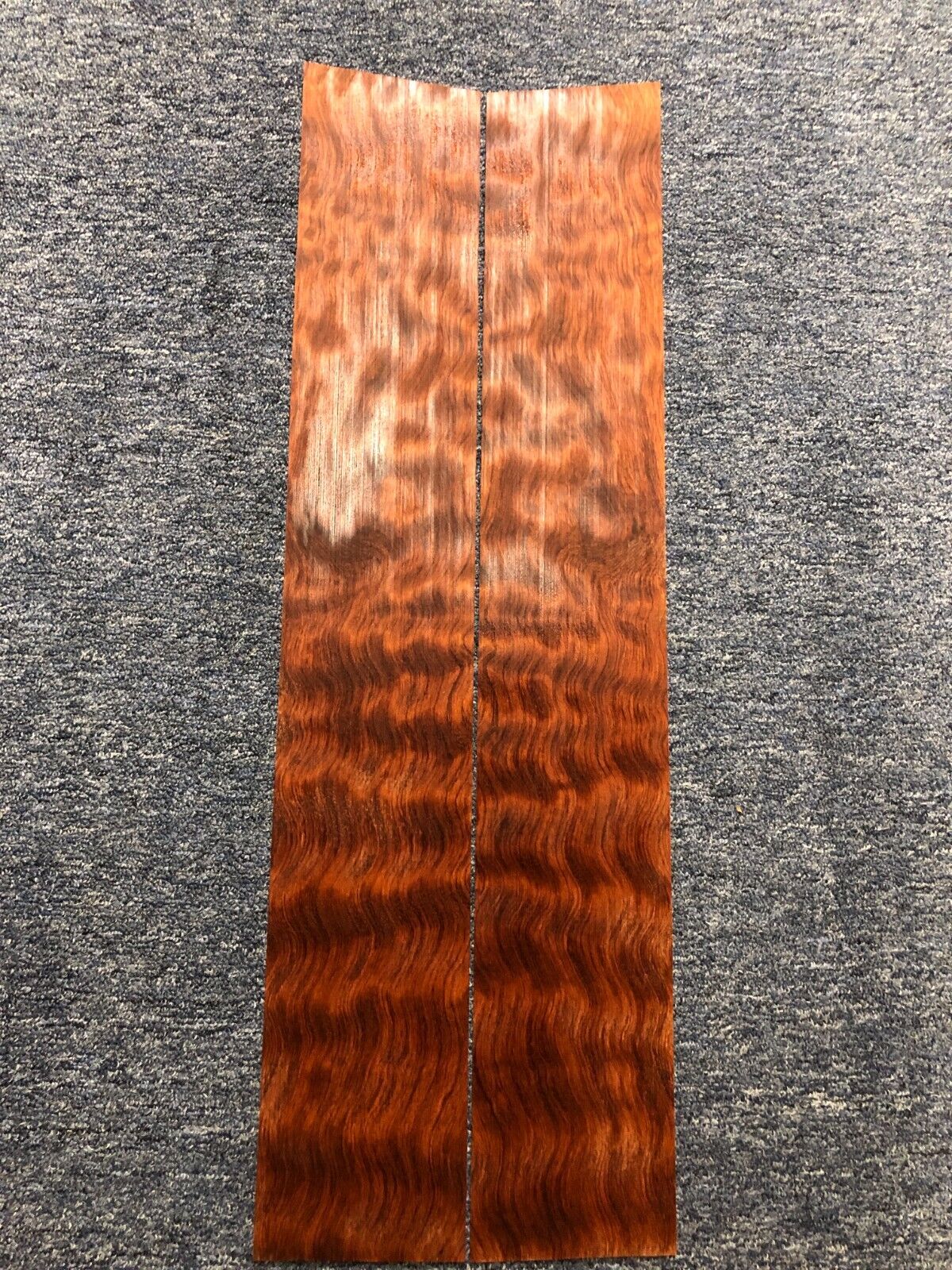 Waterfall figured bubinga  back and side set. Stunning grain, color and figure.