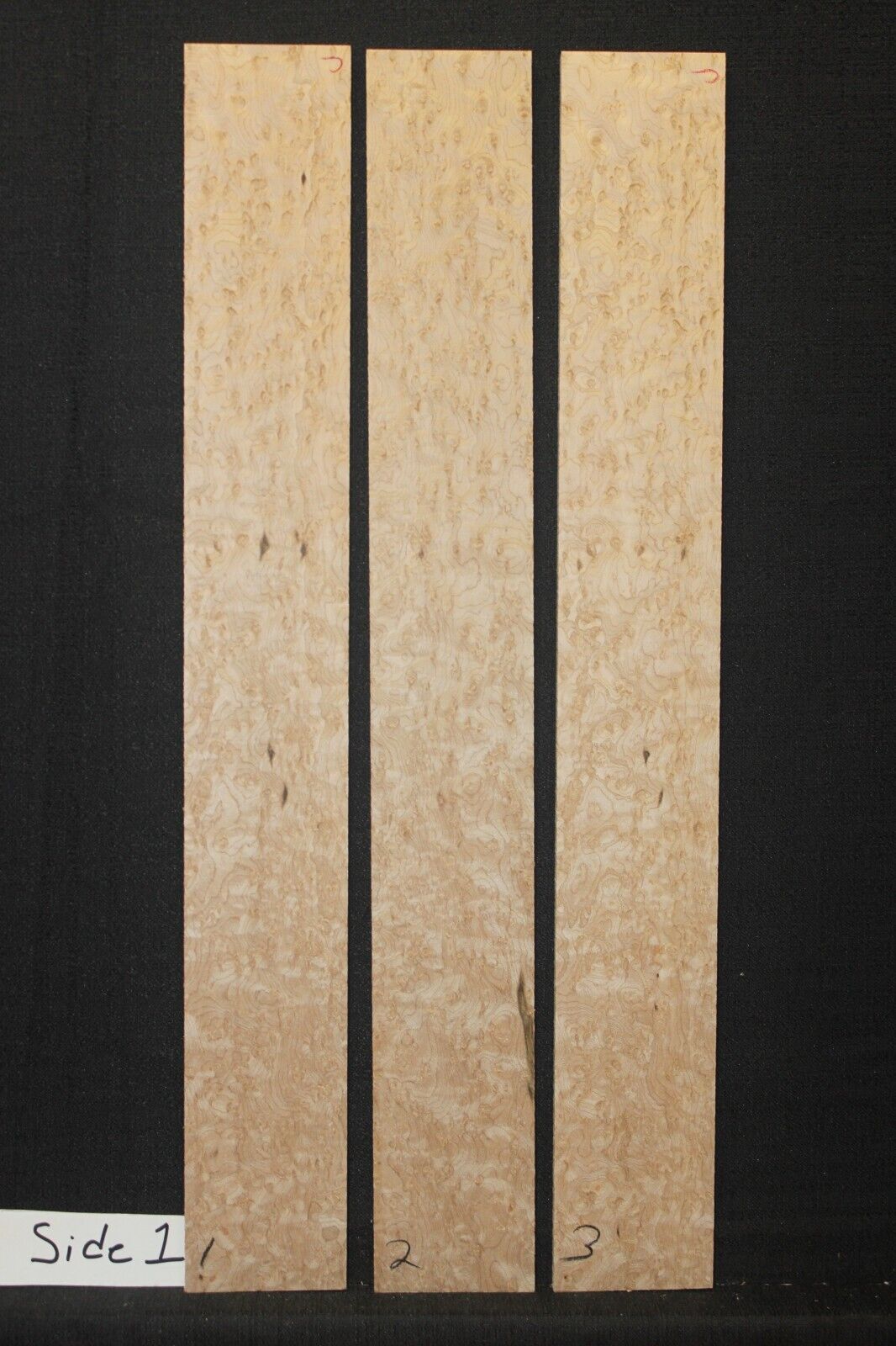5A birdseye maple guitar fingerboard blanks, minor flaws, sold individually.