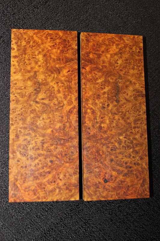 Amboyna burl knife scale, gun grip. 5  X 2 X 3/8"
