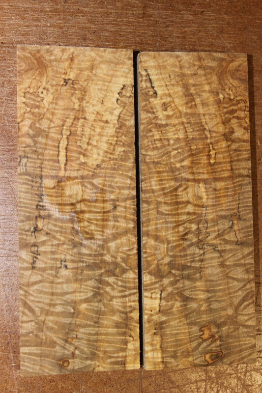 Curly ambrosia maple knife scale, gun grip. Insane tight figure 5.5 X 2 X 0.40"