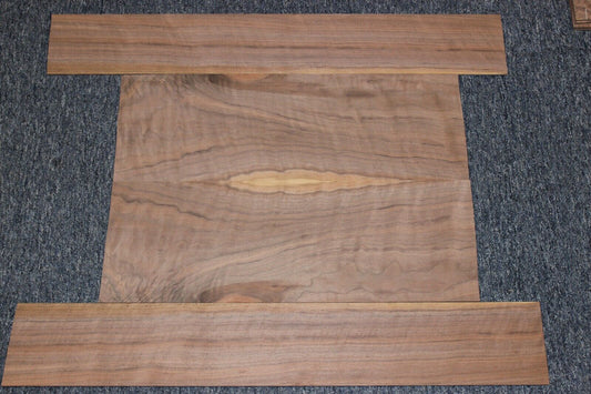 Flame figured black walnut dreadnought size guitar back and side set.