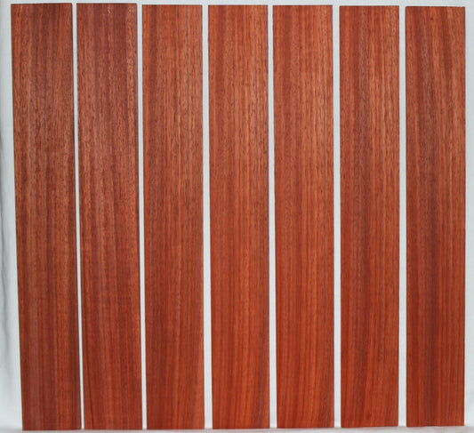 Padauk fingerboard blank, quarter sawn 22 X 3 X 0.32 minimum. Sold individually 