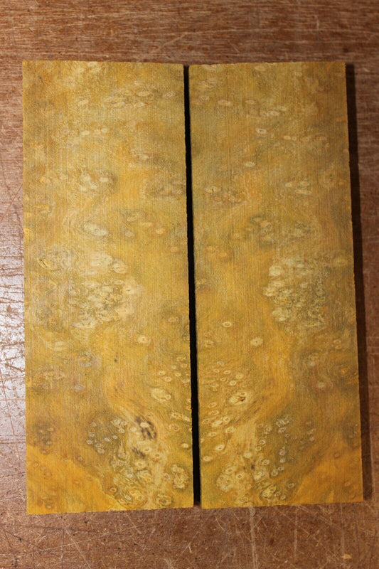 Golden Amboyna burl knife scale, gun grip. 5  X 1 7/8 X 3/8"