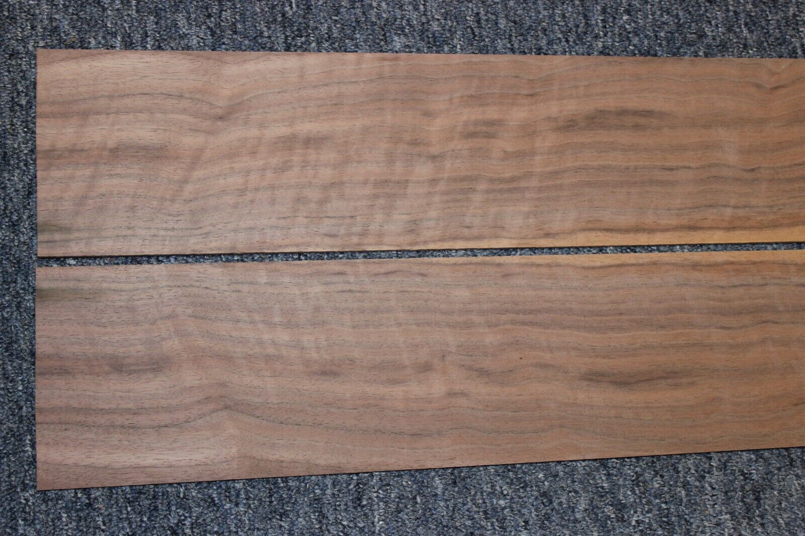 Flame figured black walnut dreadnought size guitar back and side set.