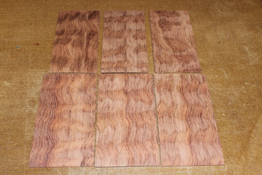Waterfall bubinga figured headstock / peg head veneer. Sold individually