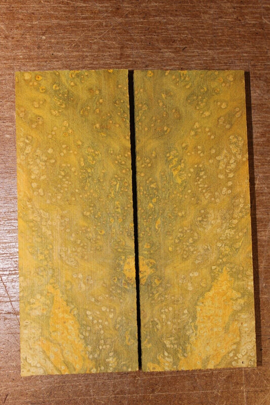 Golden Amboyna burl knife scale, gun grip. 5  X 1 7/8 X 3/8"