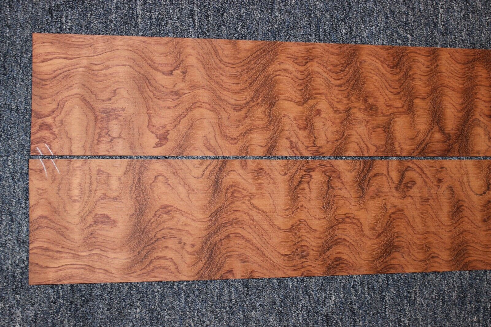 Waterfall figured bubinga  back and side set. Stunning grain, color and figure.