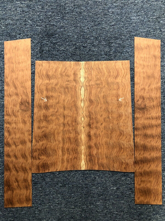 Waterfall figured bubinga  back and side set. Stunning grain, color and figure.