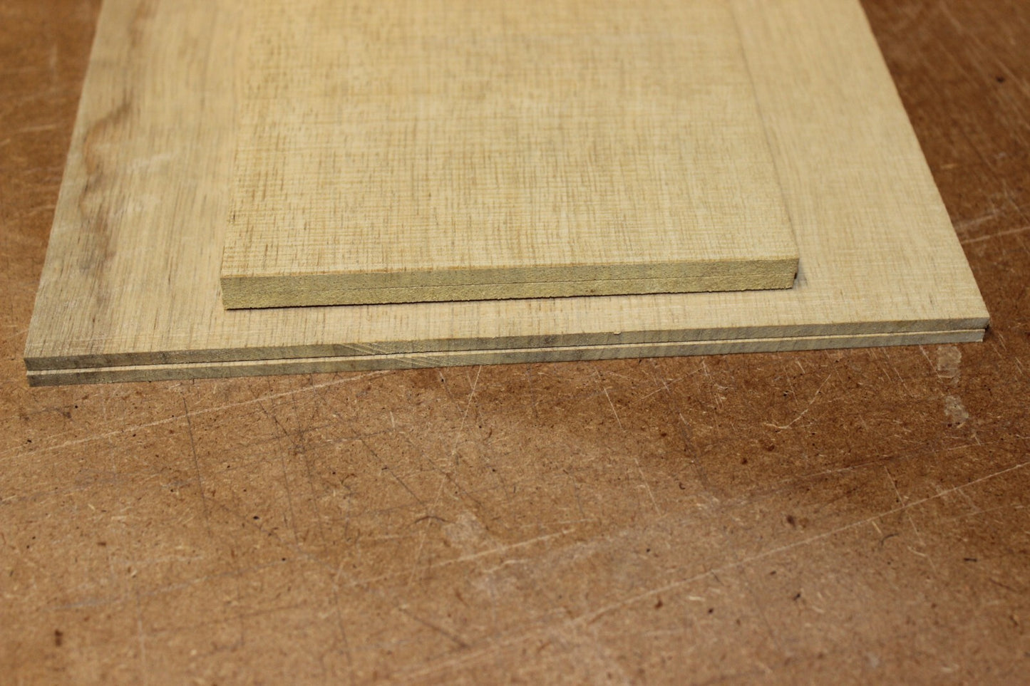 Quarter sawn white limba / korina acoustic back and side set. Dread size