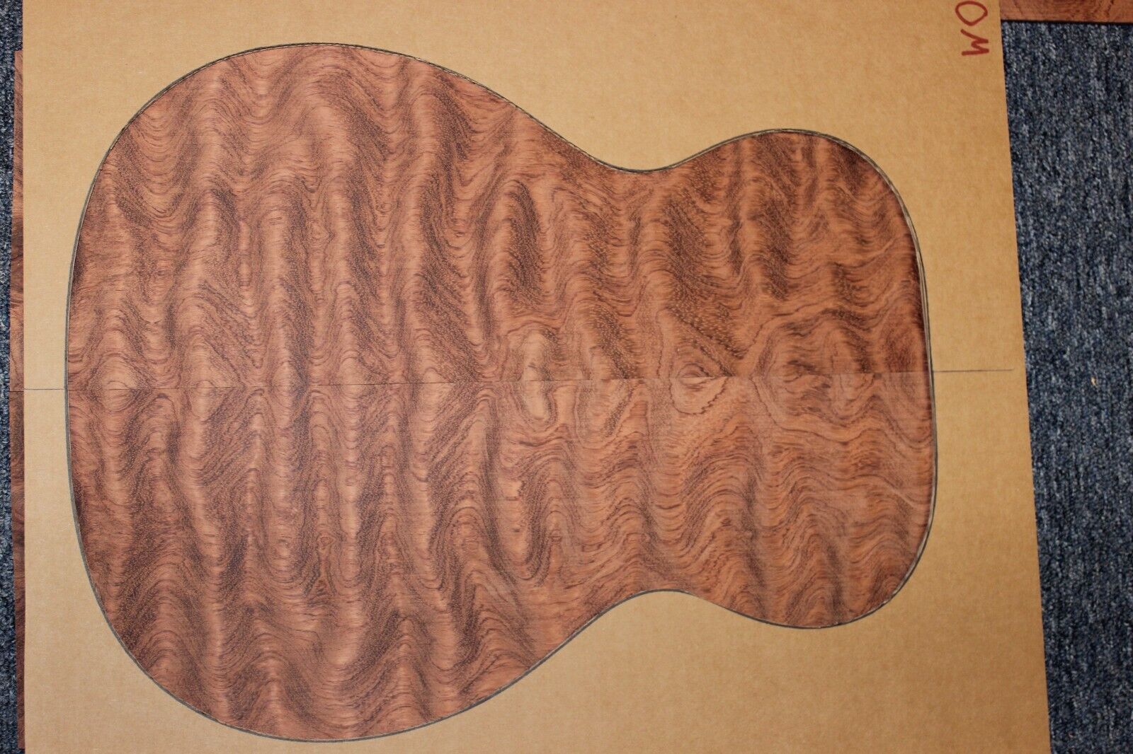 Waterfall figured bubinga  back and side set. Stunning grain, color and figure.