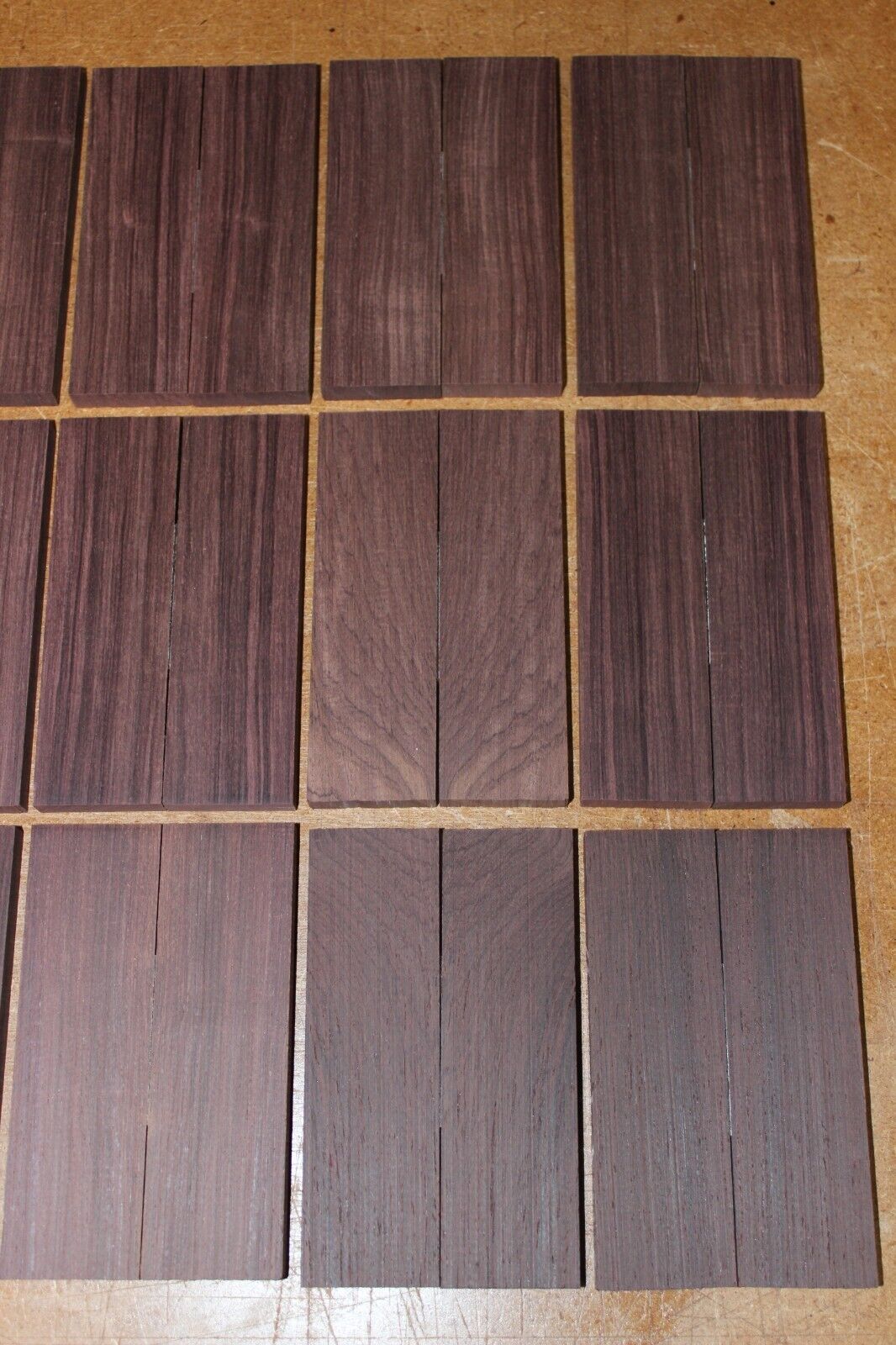 Madagascar rosewood knife scales, bulk listing of 23 sets