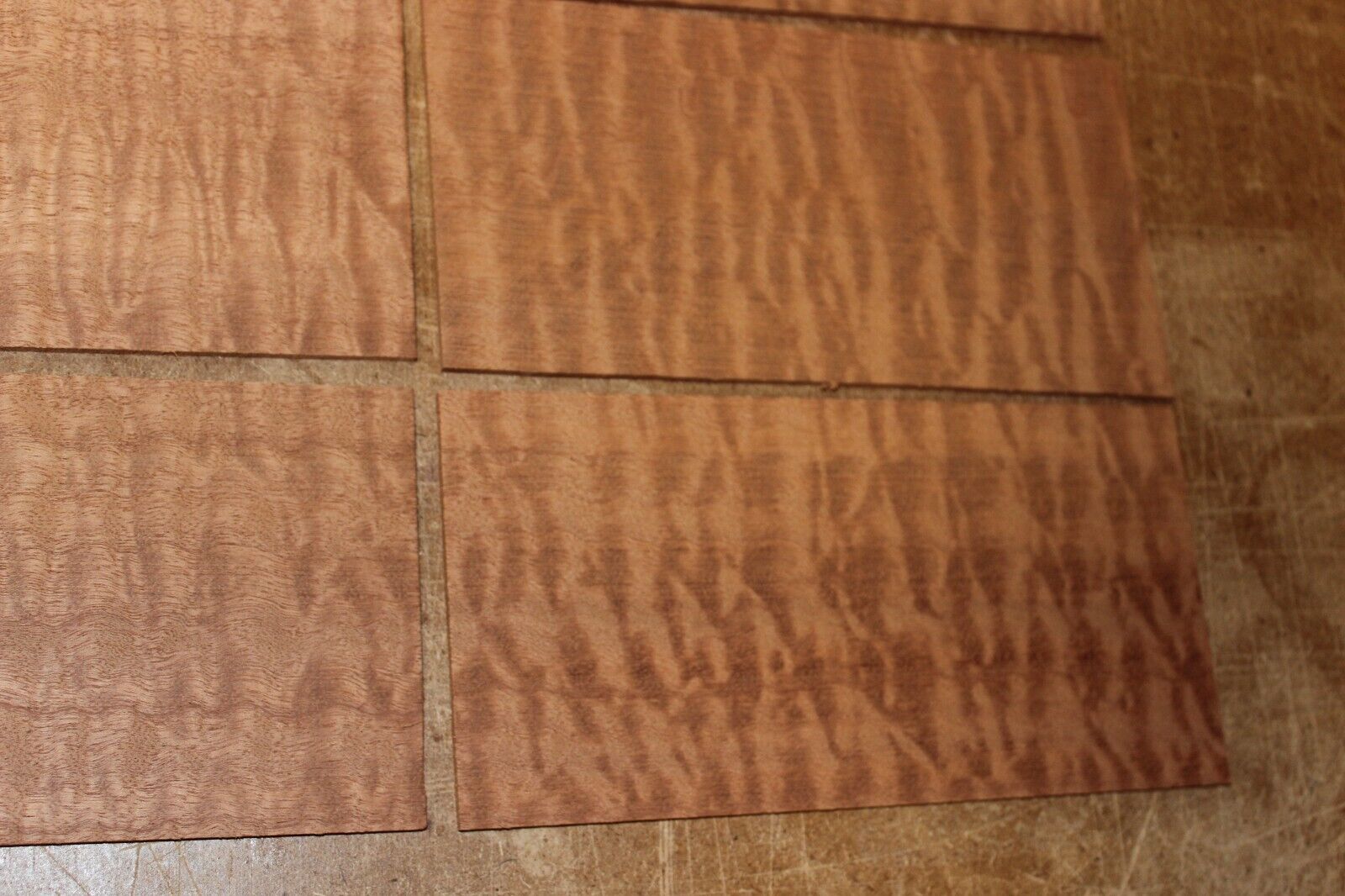 quilted figured sapele headstock / peg head veneer. Sold individually