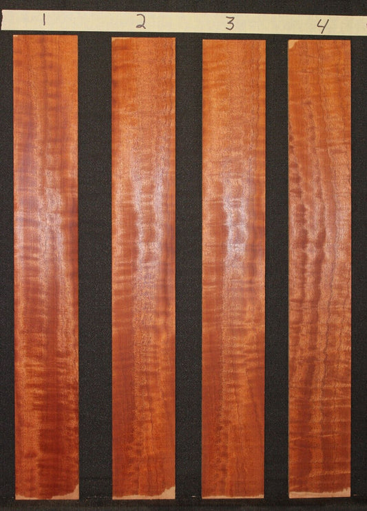 Figured sapele guitar fingerboard blank. Sold individually. Very nice grain.