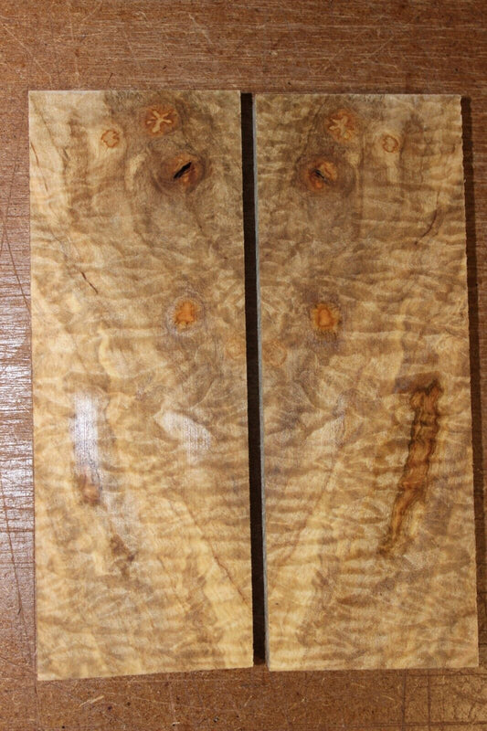 Curly ambrosia maple knife scale, gun grip. Insane tight figure 5.5 X 2 X 0.40"