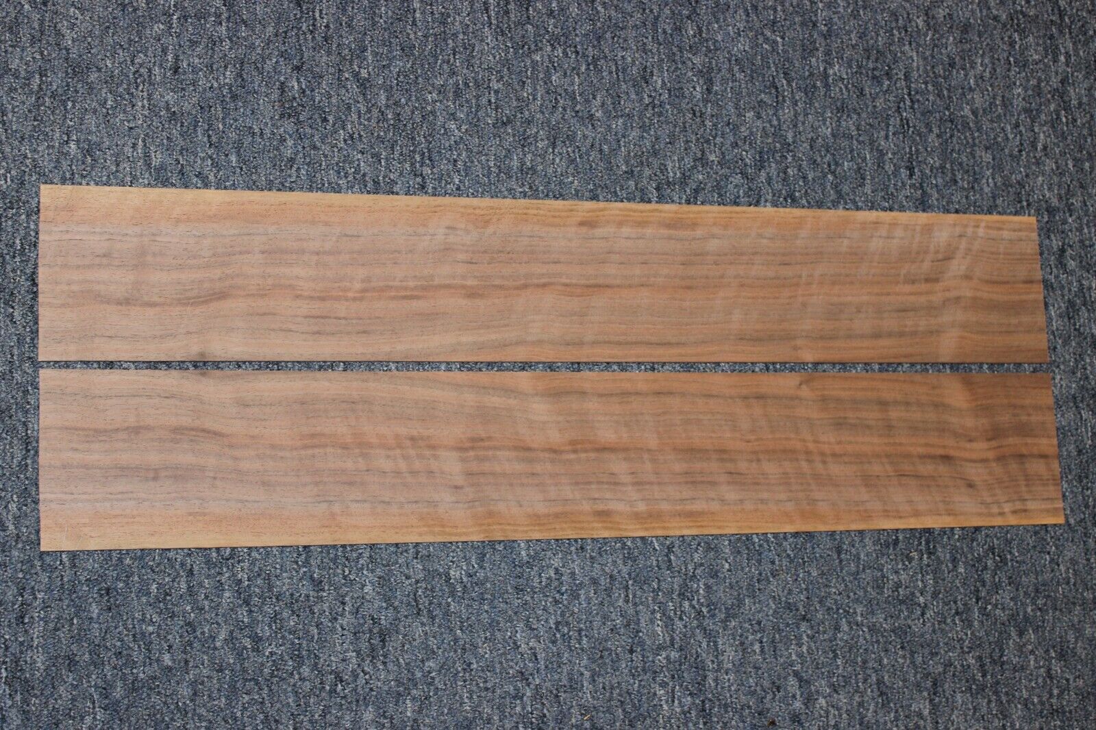 Flame figured black walnut dreadnought size guitar back and side set.