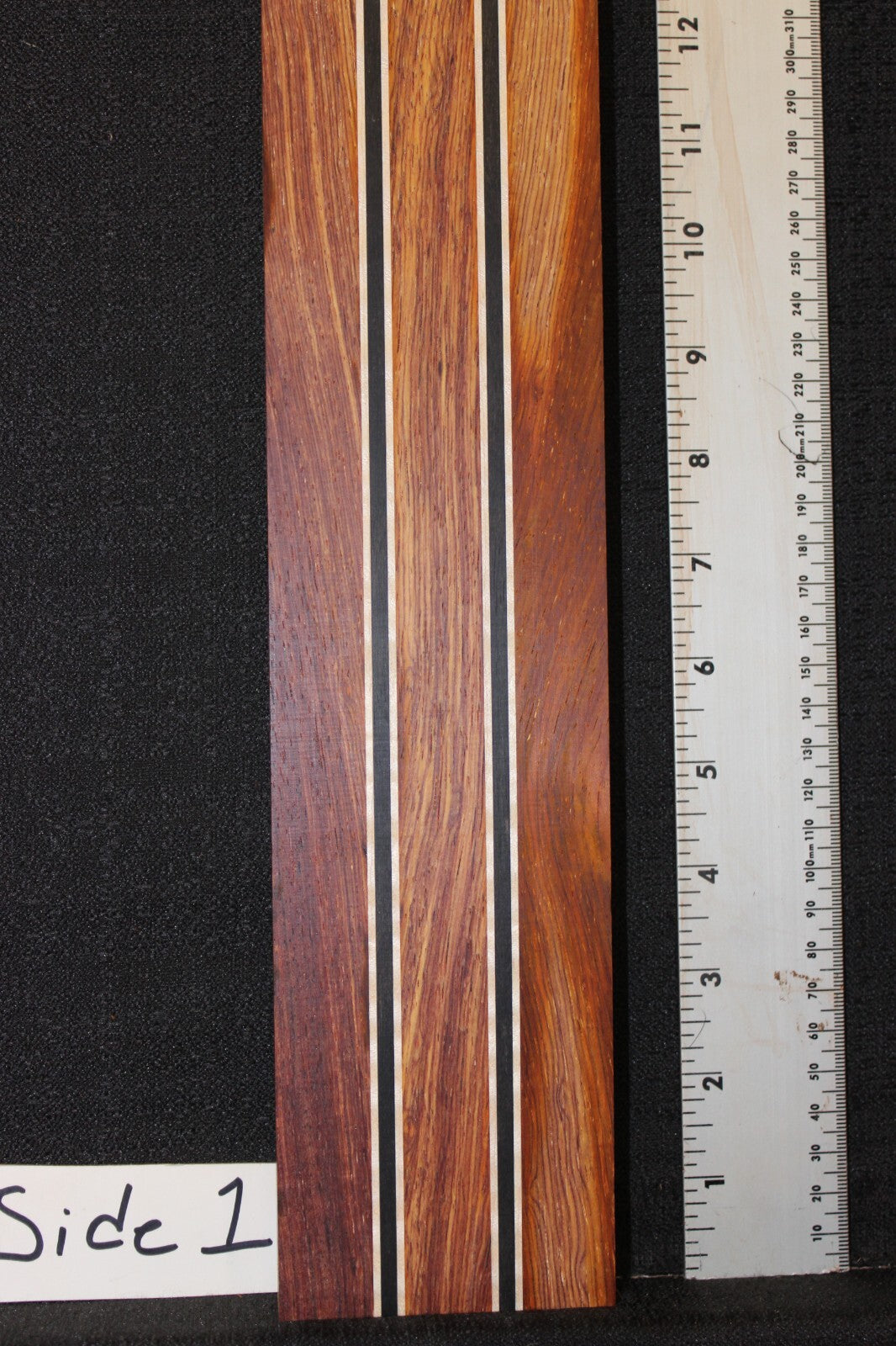 Cocobolo, flame maple and ebony laminated guitar neck blank. WOW!!!