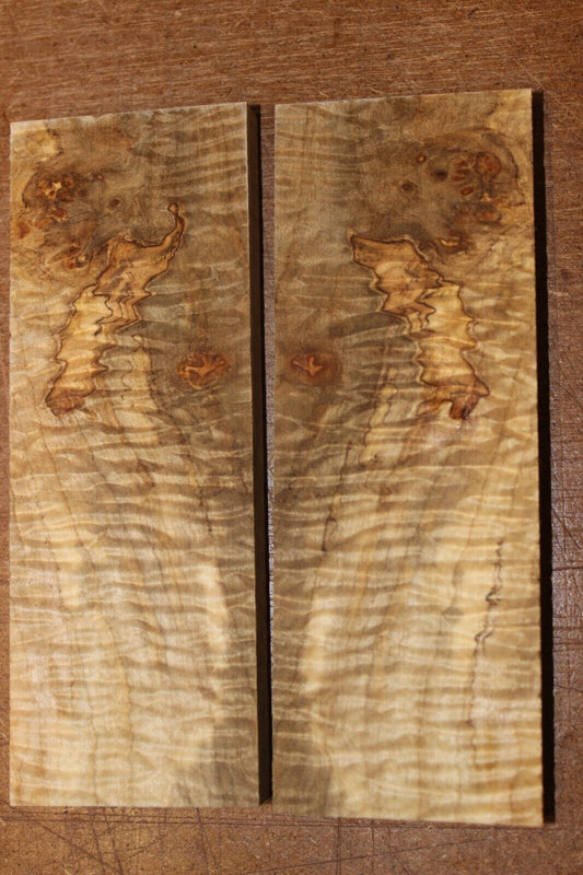 Curly ambrosia maple knife scale, gun grip. Insane tight figure 5.5 X 2 X 0.40"