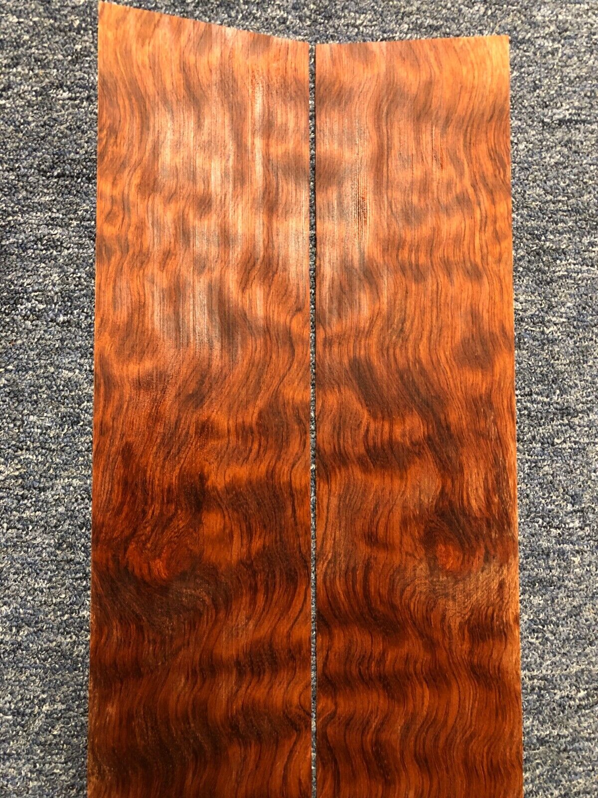 Waterfall figured bubinga  back and side set. Stunning grain, color and figure.
