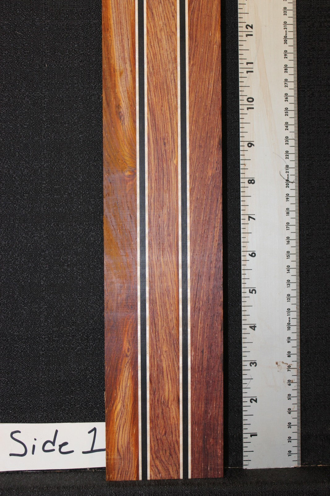 Cocobolo, flame maple and ebony laminated guitar neck blank. WOW!!!