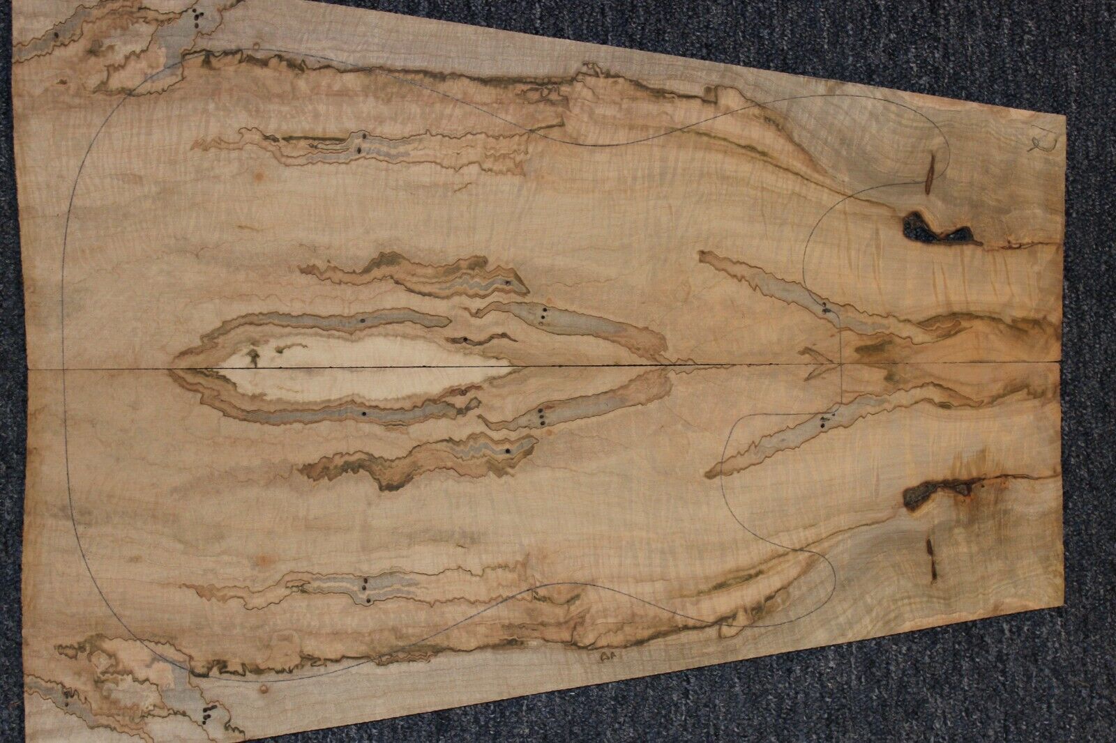 Figured ambrosia maple book matched guitar top.  Personal stash set!