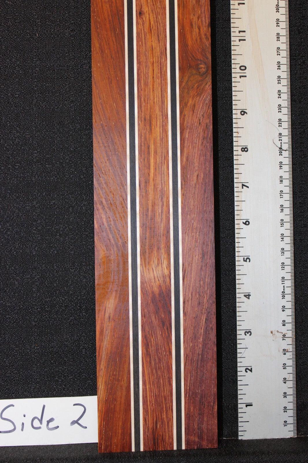 Cocobolo, flame maple and ebony laminated guitar neck blank. WOW!!!