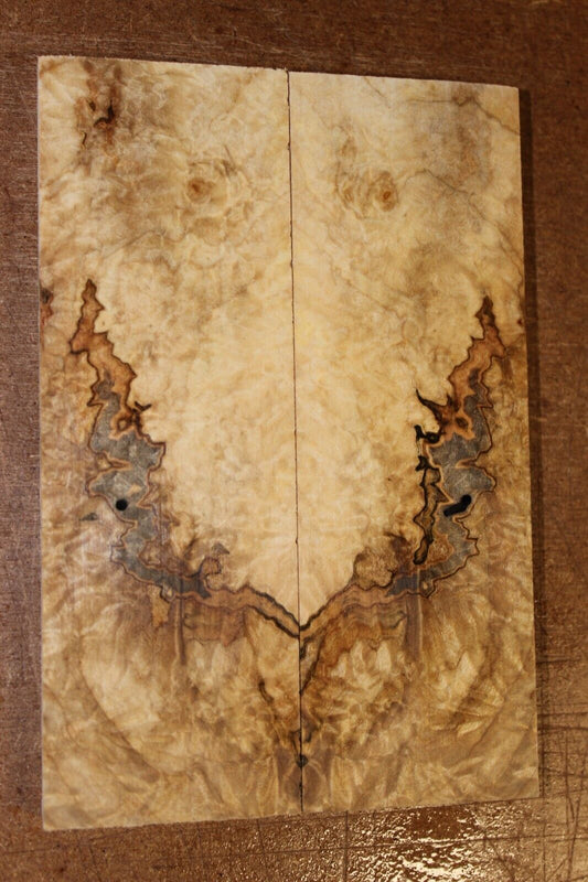 Curly ambrosia maple knife scale, gun grip. Insane tight figure 6 X 2 X 0.40"