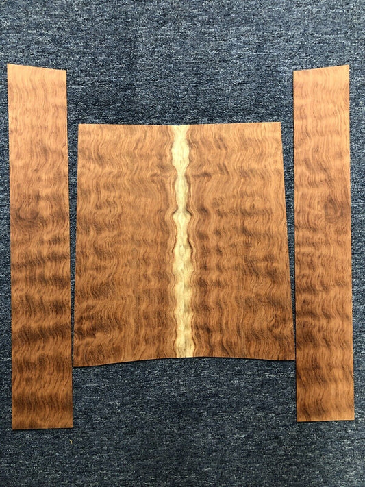 Waterfall figured bubinga  back and side set. Stunning grain, color and figure.